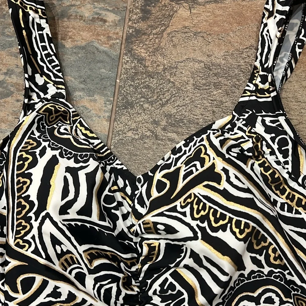Black and White Patterned Women's One Piece Swimsuit